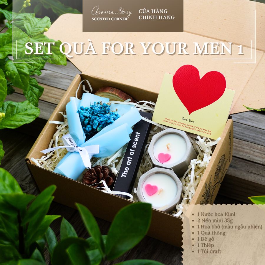 Set Quà Tặng Người Yêu, Sinh Nhật, Kỷ Niệm, Tốt Nghiệp, 20/10 Gồm Nến Thơm, Tinh Dầu, Xịt Thơm, Nước Hoa Aroma Story