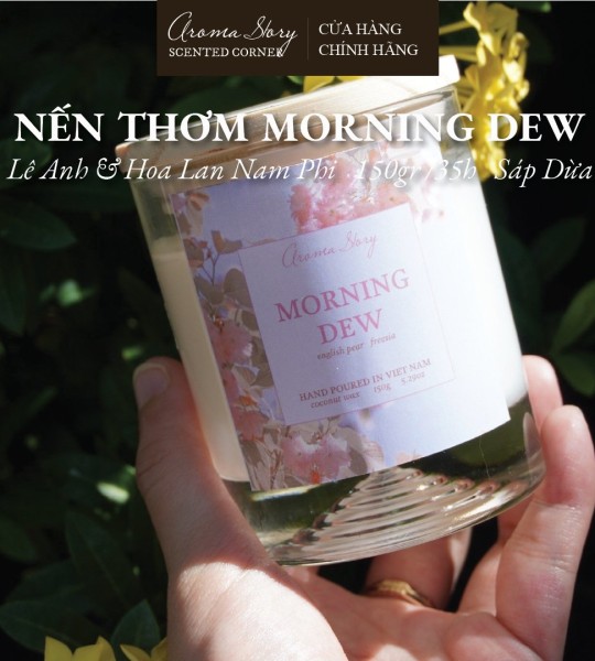 Nến Thơm Morning Dew Aroma Story - BST Light Up The Dark Hương Tự Nhiên Cao Cấp Cốc Thuỷ Tinh Size 150g