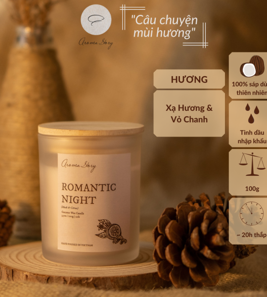 Nến Thơm Cốc Thủy Tinh Hương Xạ Hương & Vỏ Chanh Romantic Night Aroma Story 100g